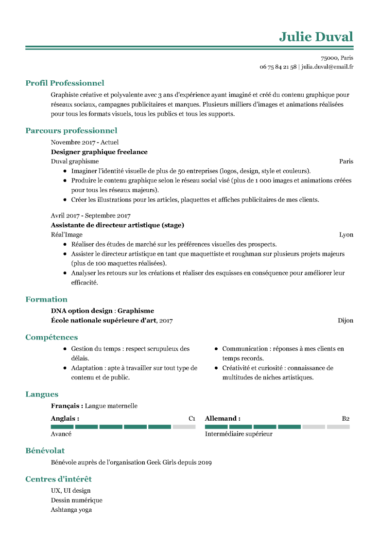 Modèle de CV simple