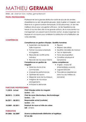 Cv Example Rouge