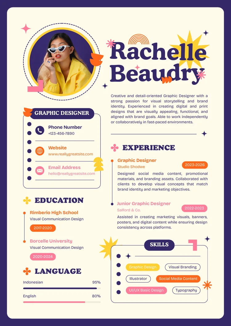 Template de CV Canva créatif