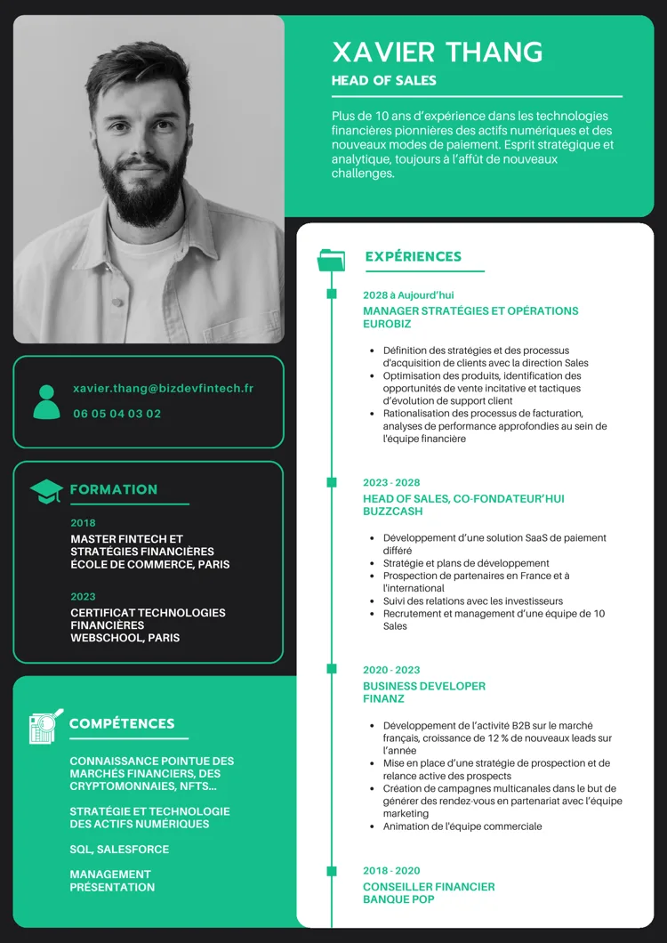 Exemple de CV Canva technologie