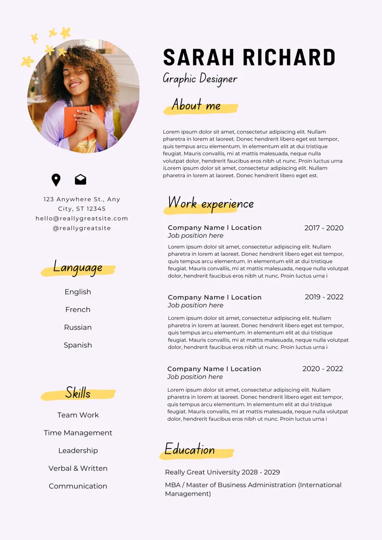 Modèle de CV Canva original