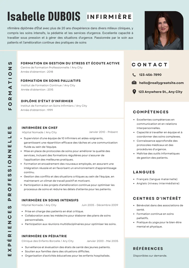 Modèle de CV Canva médical