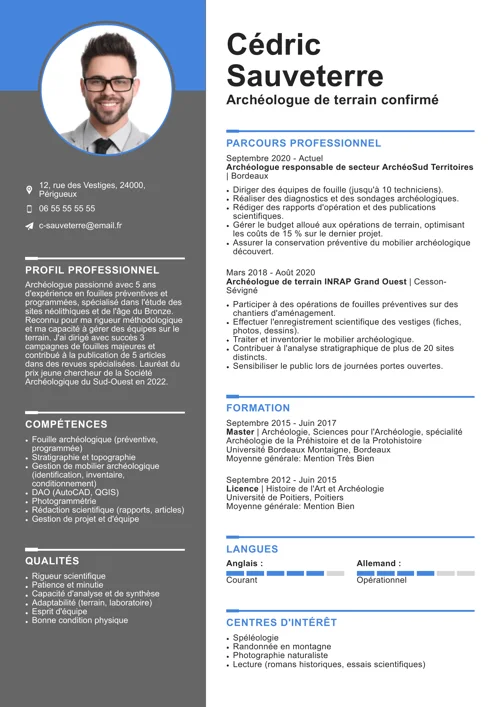 exemple cv archeologue
