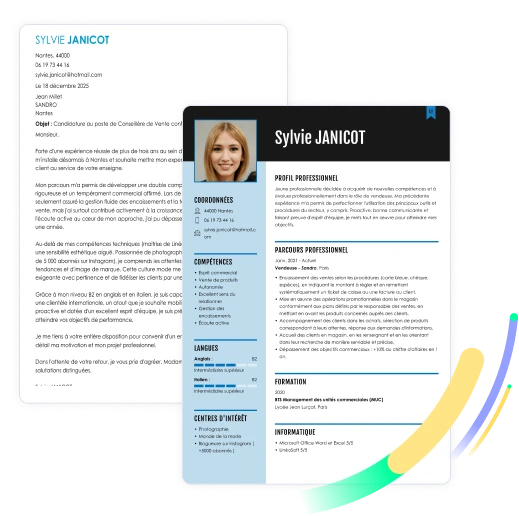 CV assorti avec votre lettre de motivation