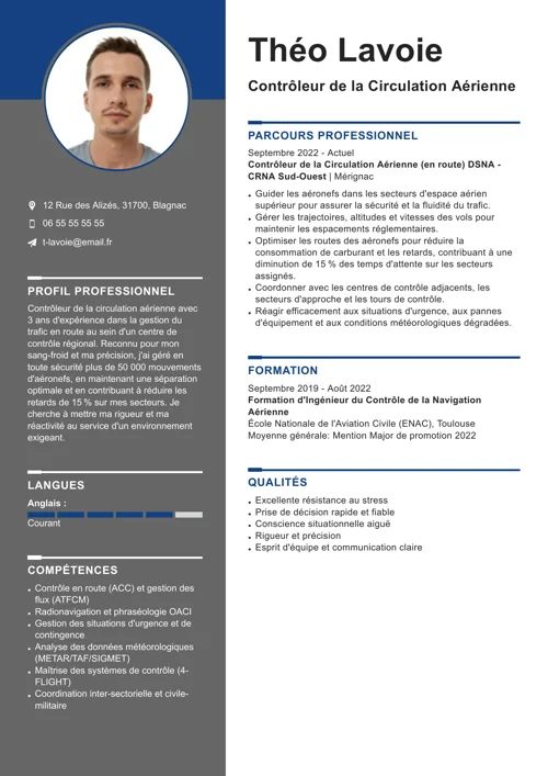 exemple de CV de contrôleur aérien