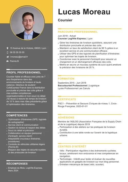 exemple cv coursier