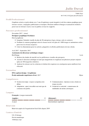 Modèle de CV professionnel