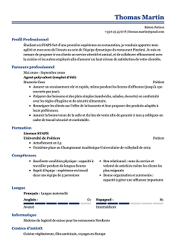Exemple de CV restauration