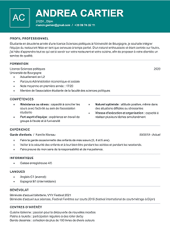 Exemple de CV sans expérience