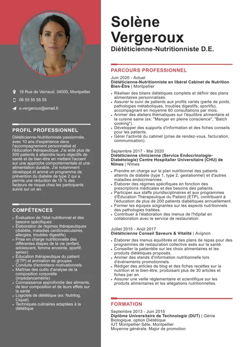 exemple cv nutritionniste