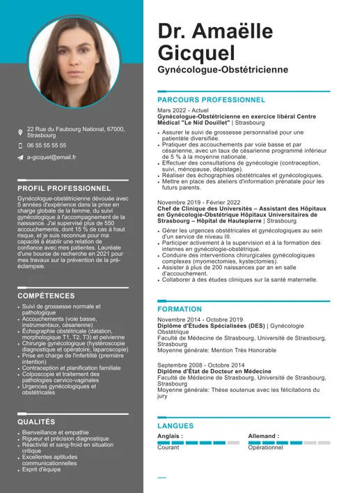 exemple cv obstetricien