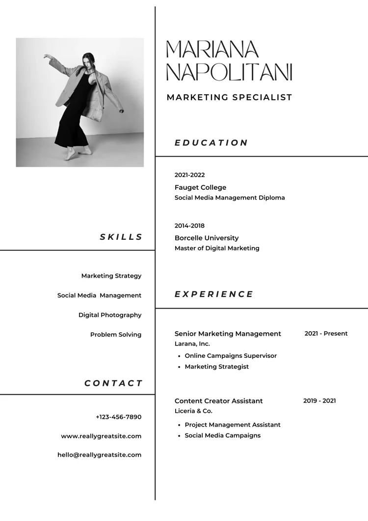 Modèle de CV gratuit minimaliste