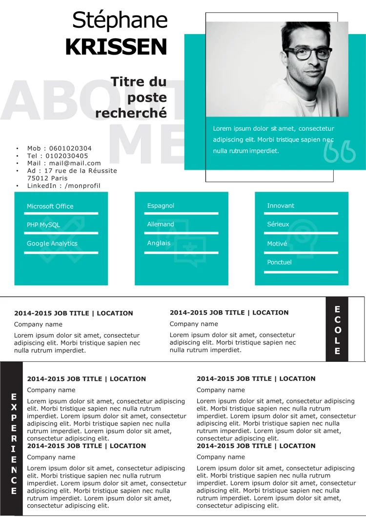 Modèle de CV gratuit à personnaliser