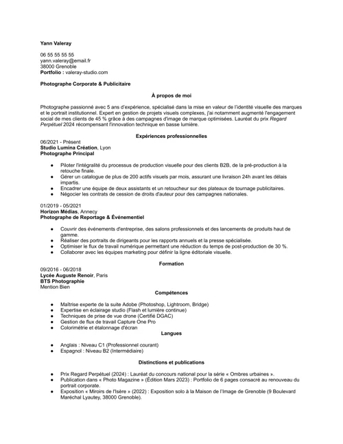 exemple de cv journaliste