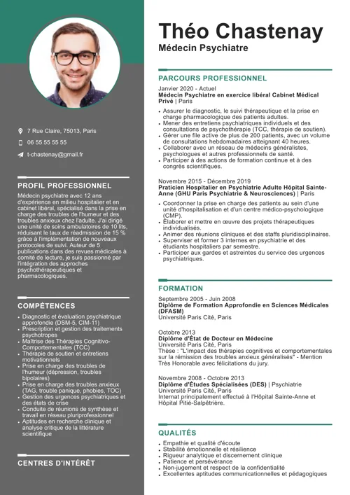 exemple cv psychiatre