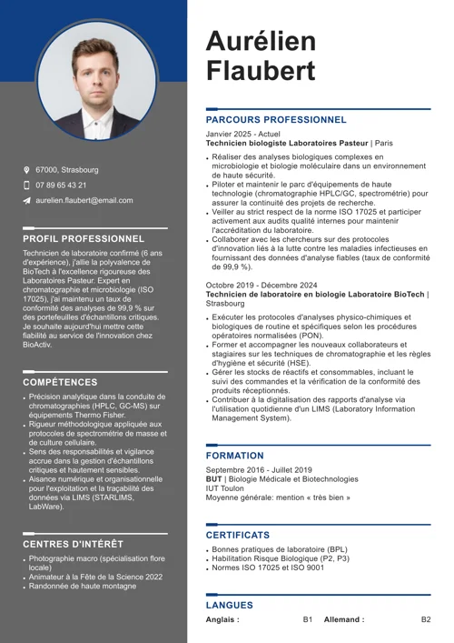 Exemple de CV de technicien de laboratoire