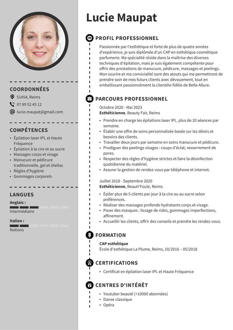 Modèle de CV avec photo encerclée