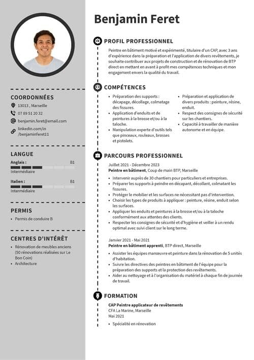 exemple de cv bâtiment