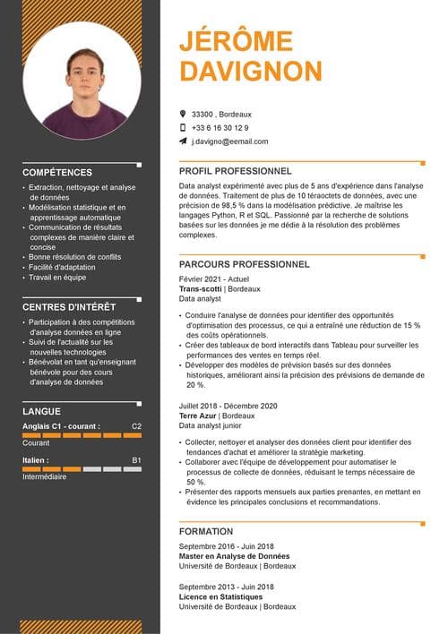 Exemple de CV data analyst