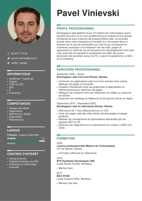 CV de développeur web [web developer junior ou expert]
