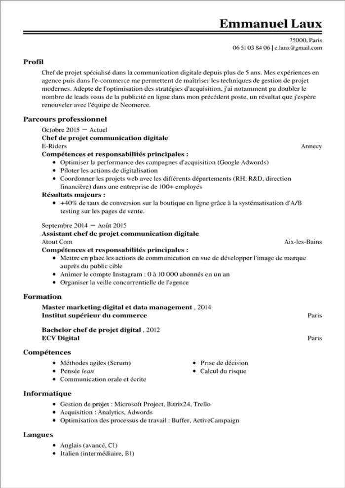 cv graphique modeles