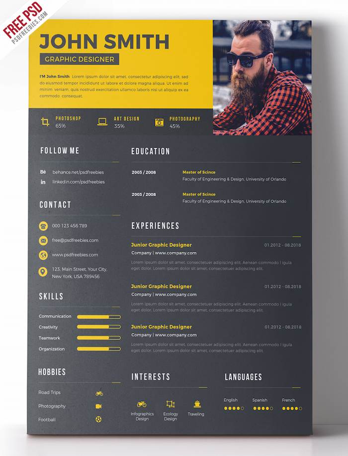 20 Templates De CV Photoshop Gratuits mod les De CV PSD 