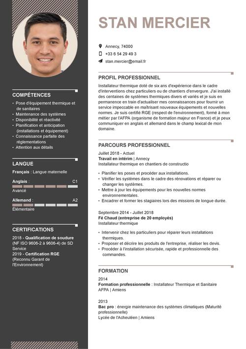 CV suisse [exemple pour une offre d'emploi de frontalier]