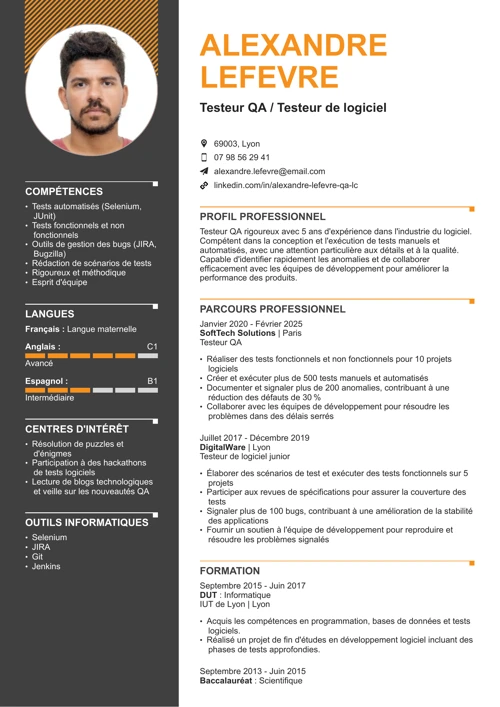 exemple de CV testeur(se) QA