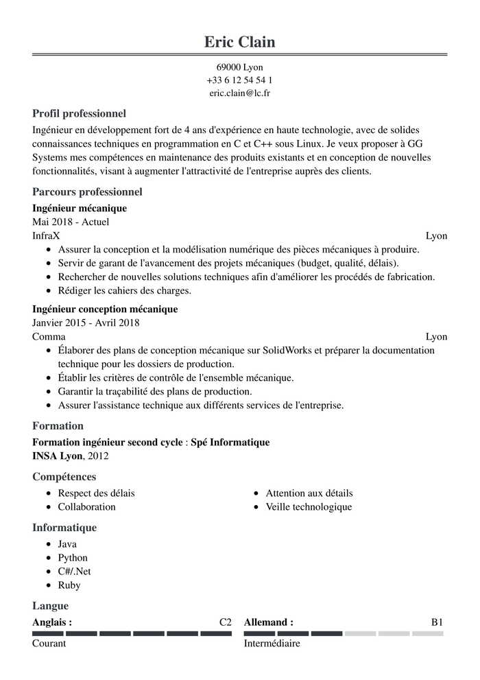 Modèle de CV Word