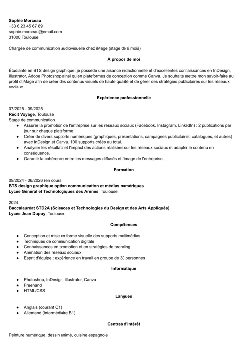 exemple de CV optimisé pour les ATS