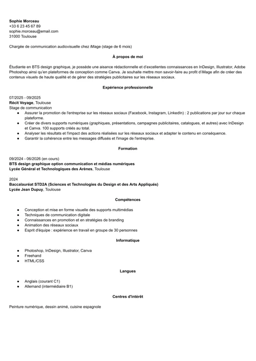 exemple de CV design et optimisé