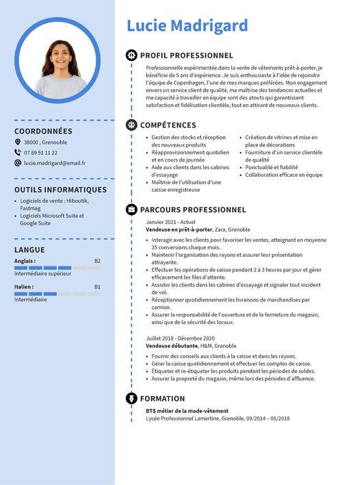 cv pour dossier de candidature