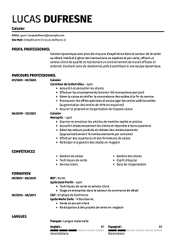 Exemple de CV caissier
