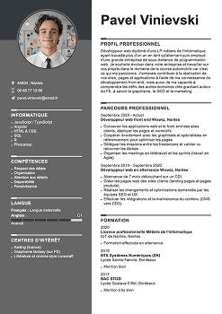 Exemple de CV développeur web