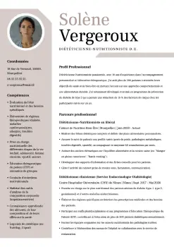 Exemple de CV nutritionniste