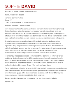 Exemple de lettre de motivation en espagnol
