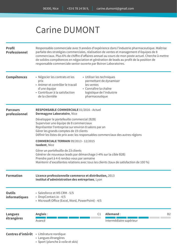 Exemple de CV pdf