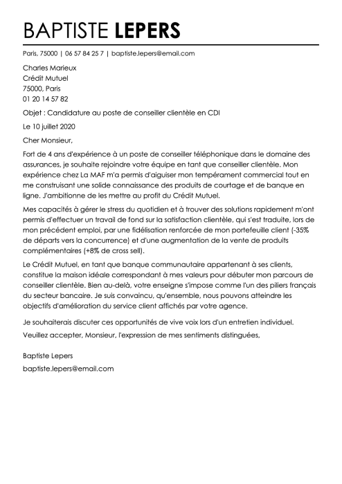 Examples de lettres de motivation