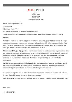 Exemple de lettre de motivation animatrice