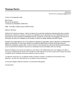 Exemple de lettre de motivation banque