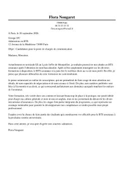 Exemple de lettre de motivation bts