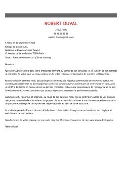 Exemple de lettre de motivation cdi