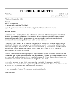 Exemple de lettre de motivation commercial