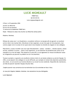Exemple de lettre de motivation hôtesse de caisse