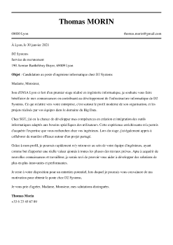 Exemple de lettre de motivation ingénieur