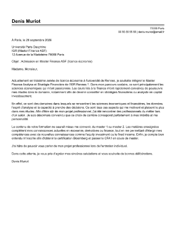 Exemple de lettre de motivation master