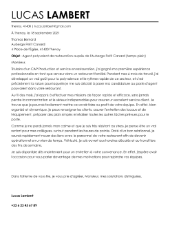 Exemple de lettre de motivation restauration