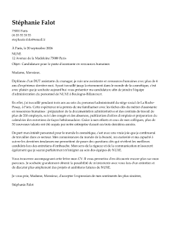 Exemple de lettre de motivation rh