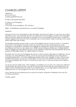 Exemple de lettre de motivation suisse