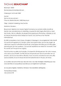 Exemple de lettre de motivation type